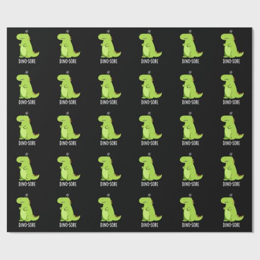 Dino sore Funny Irritated Dinosaur Pun Dark BG Geschenkpapier (Flach)