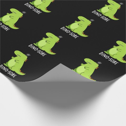 Dino sore Funny Irritated Dinosaur Pun Dark BG Geschenkpapier (Ecke)