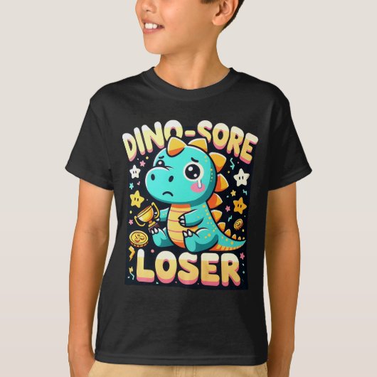 "Dino-Sore Loser" für Kinder - Sad Dinosaur Design T-Shirt (Vorderseite)