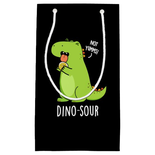 Dino-sour Funny Dinosaur Pun Dark BG Kleine Geschenktüte (Vorderseite)
