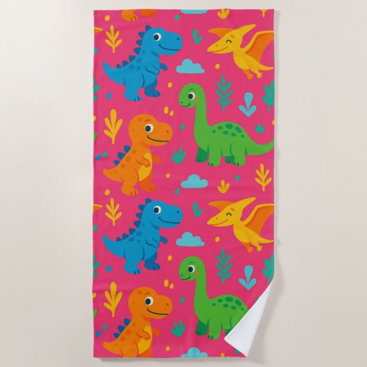 Dino Splash Beach Handtuch (Vorderseite)