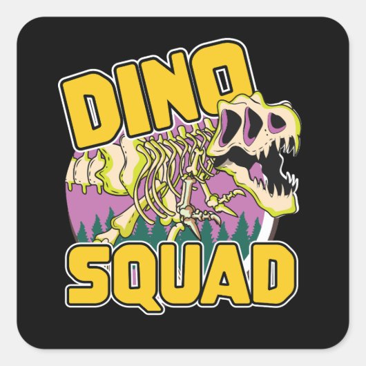 Dino Squad-Logo Quadratischer Aufkleber (Vorderseite)
