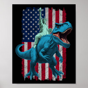 Dino Statue Of Liberty 4. Juli-Shirt Jungen Amer Poster