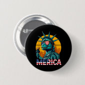 Dino Statue Of Liberty 4. Juli Trex Jungen Ameri Button (Vorne & Hinten)