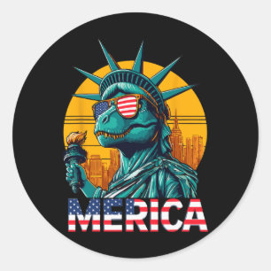 Dino Statue Of Liberty 4. Juli Trex Jungen Ameri Runder Aufkleber