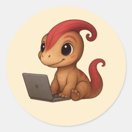 Dino Sticker Sheet – Dino Kammli am Laptop
