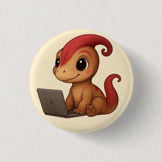 Dino Sticker Sheet – Dino Kammli am Laptop Button (Vorderseite)