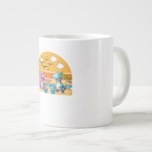 Dino-Strandleben Jumbo-Tasse (Vorderseite Rechts)