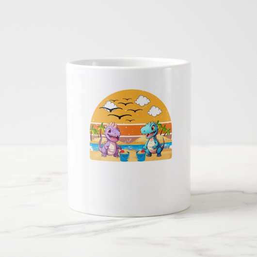 Dino-Strandleben Jumbo-Tasse (Vorderseite)