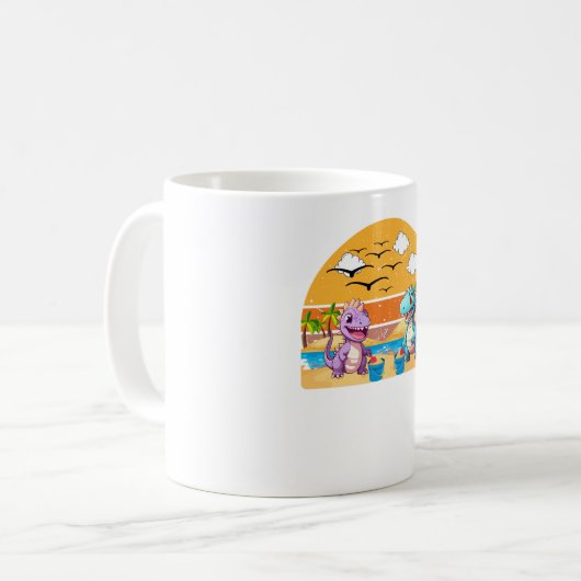 Dino-Strandleben Kaffeetasse (Vorderseite Links)