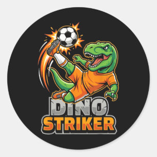 Dino Striker T-Rex Fußball Kick lustiger Dinosauri Runder Aufkleber