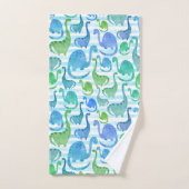 Dino Stripe Wasserfarbe Dinosaurier Adorable Badhandtuch Set (Handtuch)