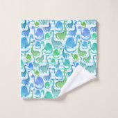 Dino Stripe Wasserfarbe Dinosaurier Adorable Badhandtuch Set (Waschlappen)