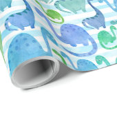 Dino Stripe Wasserfarbe Dinosaurier Adorable Geschenkpapier (Rolleneckpunkt)