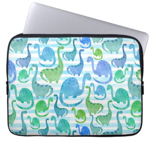 Dino Stripe Wasserfarbe Dinosaurier Adorable Laptopschutzhülle
