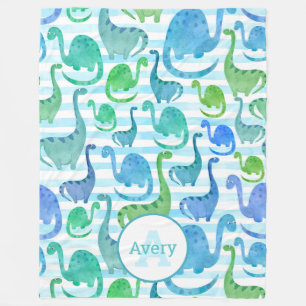 Dino Stripe Wasserfarbe Dinosaurier Personalisiert Fleecedecke