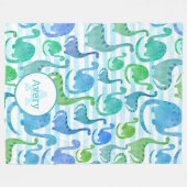 Dino Stripe Wasserfarbe Dinosaurier Personalisiert Fleecedecke (Vorderseite (Horizontal))