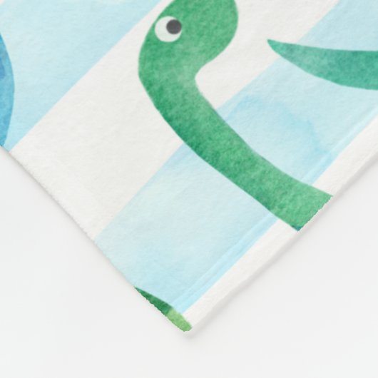 Dino Stripe Wasserfarbe Dinosaurier Personalisiert Fleecedecke (Ecke)