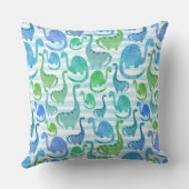 Dino Stripe Wasserfarbe Dinosaurier Personalisiert Kissen (Rückseite)