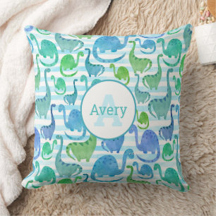 Dino Stripe Wasserfarbe Dinosaurier Personalisiert Kissen