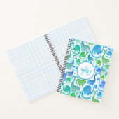 Dino Stripe Wasserfarbe Dinosaurier Personalisiert Notizblock (Innenseite)