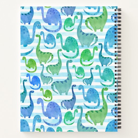 Dino Stripe Wasserfarbe Dinosaurier Personalisiert Notizblock (Rückseite)