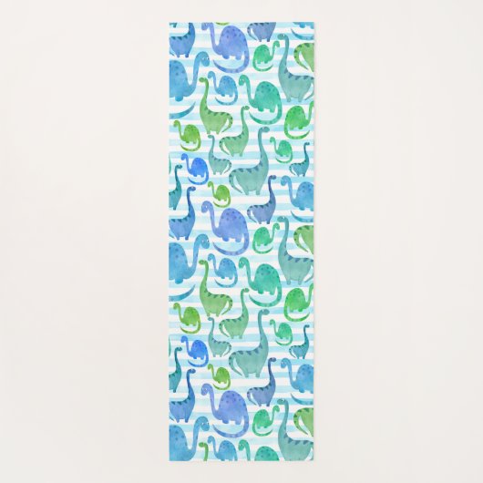 Dino Stripe Wasserfarbe Dinosaurier Personalisiert Yogamatte (Rückseite)