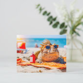 Dino Sunbaden am Strand Feiertagspostkarte (Stehend Vorderseite)