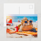 Dino Sunbaden am Strand Feiertagspostkarte (Vorne/Hinten)