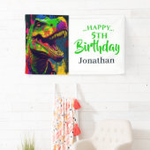 Dino T- Rex Birthday White Banner (Insitu)