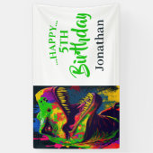 Dino T- Rex Birthday White Banner (Vertikal)