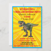 Dino T-Rex Dinosaur Funny Birthday Farbiger Spaß Einladung (Vorderseite)