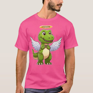 Dino T-Rex Engel mit Flügelhalo-Cartoon T-Shirt