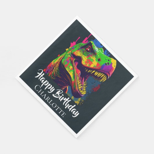 Dino T- Rex Geburtstag Serviette (Ecke)