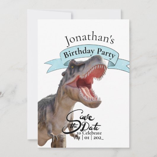 Dino T Rex, Happy Birthday Boy Einladung (Vorderseite)