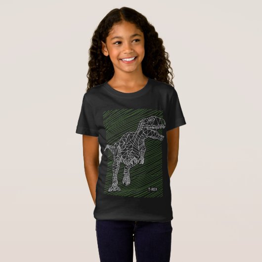 Dino: T-Rex-Illustrationslinien T-Shirt (Vorne ganz)