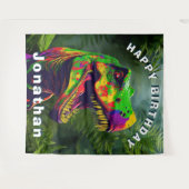 Dino T Rex Jungle Happy Birthday Hintergrund Wandteppich (Vorderseite (Horizontal))