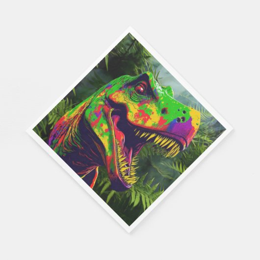 Dino T Rex Jungle Happy Serviette (Ecke)