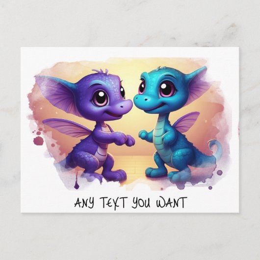 *~* Dino Tanz AP48 FOTO Einladender Drache Postkar Postkarte (Vorderseite)