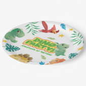 Dino Theme Niedlich Dinosaur 1. Geburtstag Party Pappteller (Schrägansicht)