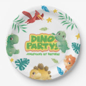 Dino Theme Niedlich Dinosaur 1. Geburtstag Party Pappteller (Vorderseite)