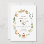 Dino Three-esta 3. Geburtstag Einladung (Vorderseite)