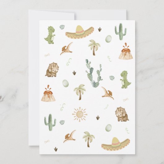 Dino Three-esta 3. Geburtstag Einladung (Rückseite)