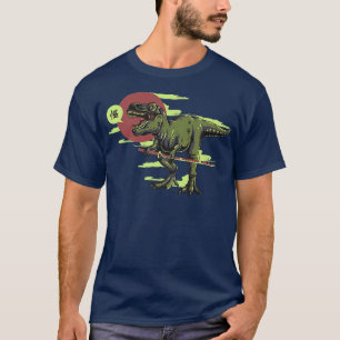 Dino TRe Samurai mit Katana Cooles Kanji Anime T-Shirt