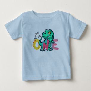 Dino TRex I bin 1 Geburtstagsjunge ONE Zurück zur Baby T-shirt