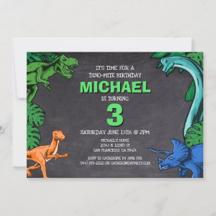 Dino Trex Jurassic Boy Dinosaur Birthday Einladung