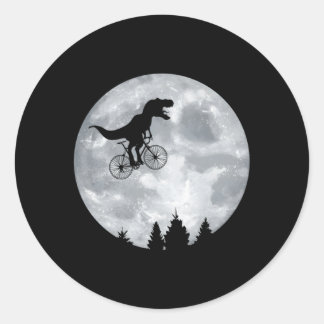 Dino Trex Riding Moon Bike Halloween Lunar Cycling Runder Aufkleber