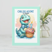 Dino Turning 1 Geburtstag Einladung (Stehend Vorderseite)