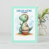 Dino Turning 2 Geburtstag Einladung (Stehend Vorderseite)