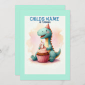 Dino Turning 4 Geburtstag Einladung (Vorne/Hinten)